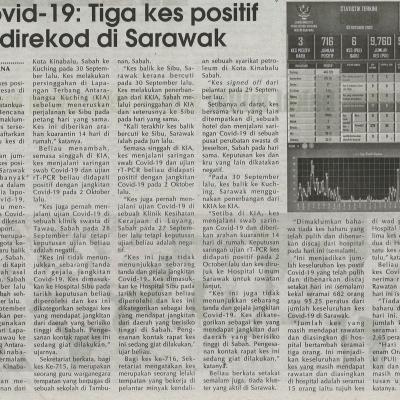 2. Covid 19 Tiga Kes Positif Direkod Di Sarawak 4.10.2020. Pg.4