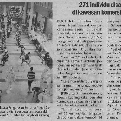 27.10.2020 Utusan Sarawak Pg.4 271 Individu Disaring Di Kawasan Komersial 101