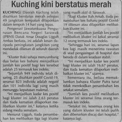 28.10.2020 Utusan Sarawak Pg.4kuching Kini Berstatus Merah