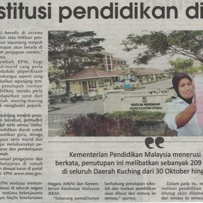 30.10.2020 Utusan Sarawak Pg.1209 Institut Pendidikan Ditutup