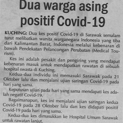 30.10.2020 Utusan Sarawak Pg.2dua Warga Asing Positif Covid 19
