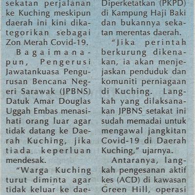 30.10.2020 Utusan Sarawak Pg.3tiada Sekatan Masuk Keluar Kuching