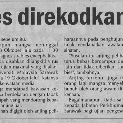 4. 26 Kes Rabies Direkodkan Di Sarawak Utusan Sarawak Pg.6