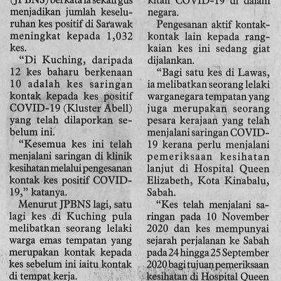 14.11.2020 Utusan Borneo Pg. 4sarawak Merkodkan 13 Kes Positif Covid 19 Semalam