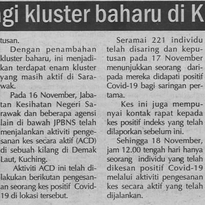 19.11.2020 Utusan Sarawak Pg.6 Satu Lagi Kluster Baharu Di Kuching