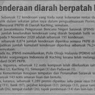 21.11.2020 Utusan Sarawak Pg.4 12 Kenderaan Diarah Berpatah Balik