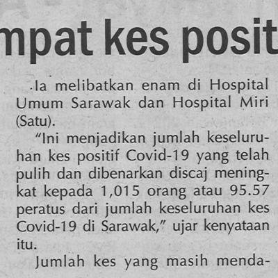 27.11.2020 Utusan Sarawak Pg.4 Covid 19 Empat Kes Positif Di Kuching