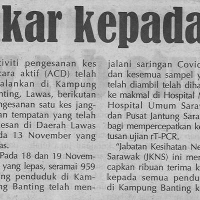 28.11.2020 Utusan Sarawak Pg.4 Kuching Bertukar Kepada Status Kuning