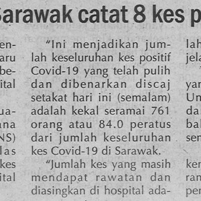 3.11.2020 Utusan Sarawak Pg.4.2 Covid 19 Sarawak Catat 8 Kes Pulih Baharu