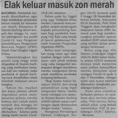 3.11.2020 Utusan Sarawak Pg.4elak Keluar Masuk Zon Merah