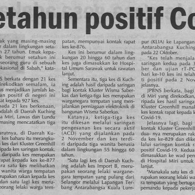 4.11.2020 Utusan Sarawak Pg.4 Bayi Setahun Positif Covid 19