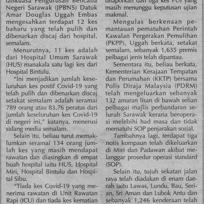 6.11.2020 Utusan Sarawak Pg.4 12 Kes Baharu Pulih Dibenarkan Discaj