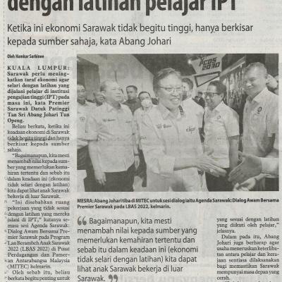 17.10.2022 Utusan Sarawak Pg.2 Tingkat Taraf Ekonomi Seiring Dengan Latihan Pelajar Itp