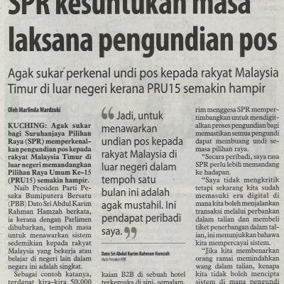 18.10.2022 Utusan Borneo Pg.4 Spr Kesuntukan Masa Laksana Pengundian Pos
