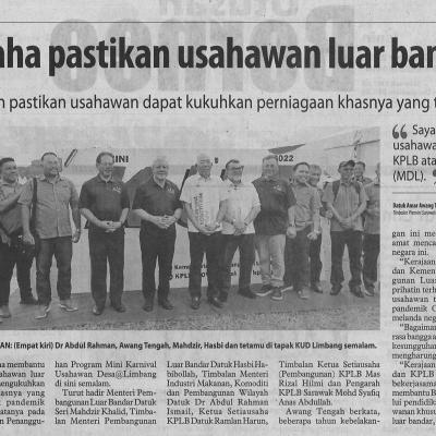 3.10.2022 Utusan Borneo Pg. 2 Kplb Berusaha Pastikan Usahawan Luar Bandar Berjaya