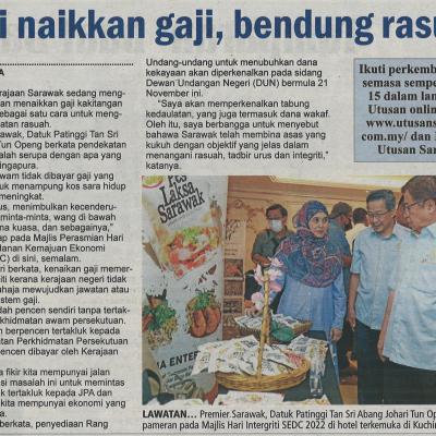 11.11.2022 Utusan Sarawak Pg. 3 Kaji Naikkan Gaji Bendung Rasuah