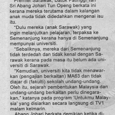 18.11.2022 Utusan Borneo Pg. 4 Isu Ma63 Pembentukan Malaysia Perlu Dinegarakan