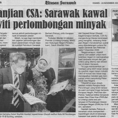 24.11.2022 Utusan Sarawak Pg. 6 Perjanjian Csa Sarawak Kawal Aktiviti Perlombongan Minyak