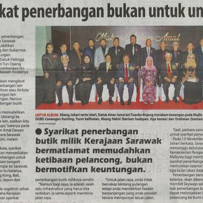 29.11.2022 Utusan Borneo Pg. 1 Syarikat Penerbangan Bukan Untuk Untung