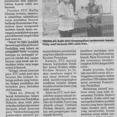 8.12.2022 Utusan Sarawak Pg. 4 Stu Berharap Jawatan Timbalan Menteri Pendidikan Diberi Kepada Wakil Sarawak