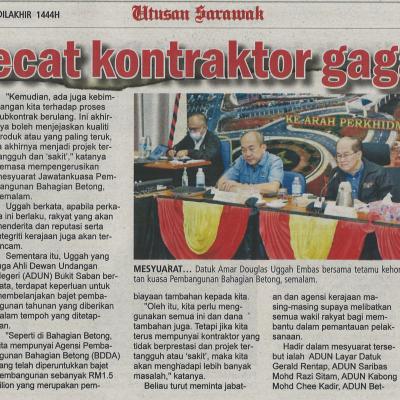 10.1.2023 Utusan Sarawak Pg. 3 Pecat Kontraktor Gagal