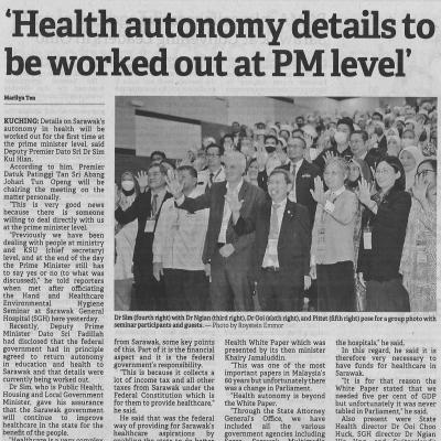 12.1.23 Borneo Post Pg. 5 Health Autonomy Details To Be Worked Out At Pm Level