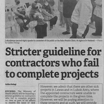 17.1.2023 Borneo Post Pg. 3 Stricter Guideline For Contractors Who Fail To Complete Projects