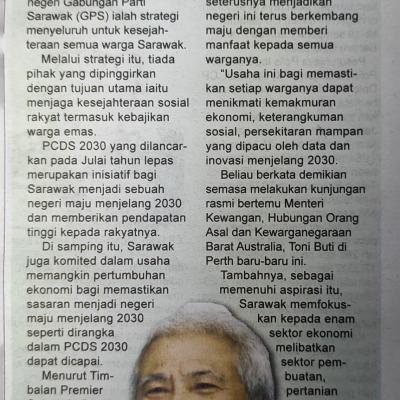 26.01.2023 Utusan Sarawak Pg.3 Tiada Yang Terkecuali Dalam Pcds 2030