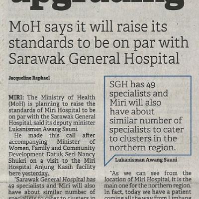28 Januari 2023 Borneo Post Pg. 1 Miri Hospital Set For Upgrading