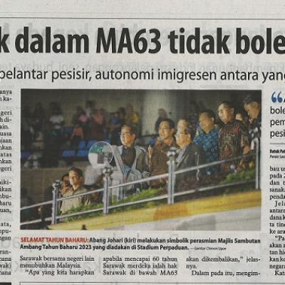 3.1.2023 Utusan Borneo Pg. 3 Hak Sarawak Dalam Ma63 Tidak Boleh Dirunding