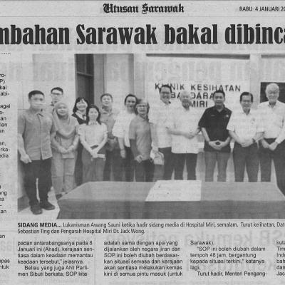 4.1.2023 Utusan Sarawak Pg. 6 Sop Tambahan Sarawak Bakal Dibincangkan