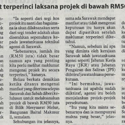 6.1.2023 Utusan Borneo Pg. 3 Perlu Maklumat Terperinci Laksana Projek Di Bawah Rm50 Juta Fatimah