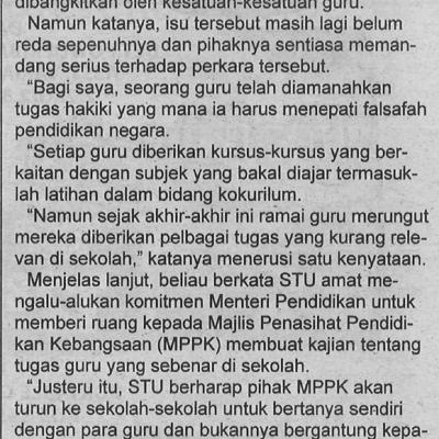 6.1.2023 Utusan Sarawak Pg. 6 Kesatuan Guru Gesa Kpm Kaji Semula Tugas Guru