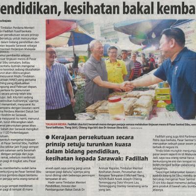 8.1.23 Utusan Borneo Pg. 1 Pendidikan Kesihatan Bakal Kembali