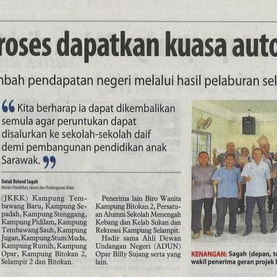 9.1.2023 Utusan Borneo Pg. 3 Sarawak Dalam Proses Dapatkan Kuasa Autonomi Pendidikan