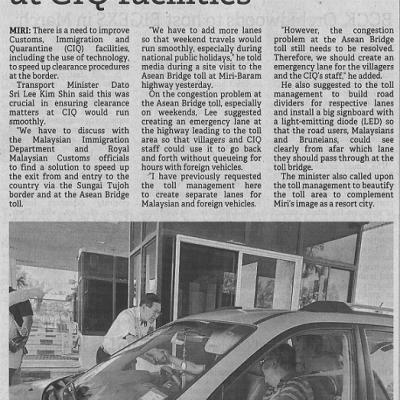 22 Februari 2023 Borneo Post Pg. 3 Minister Highlight Need To Speed Up Clearance At Ciq Facilities