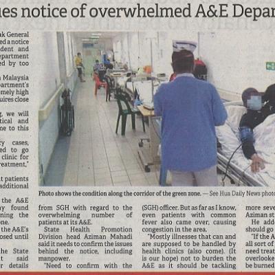 23 Februari 2023 Borneo Post Pg. 1 Sgh Issues Notice Of Overwhelmed Ae Department