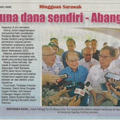 26 Februari 2023 Mingguan Sarawak Pg. 3 Terus Guna Dana Sendiri Abang Johari