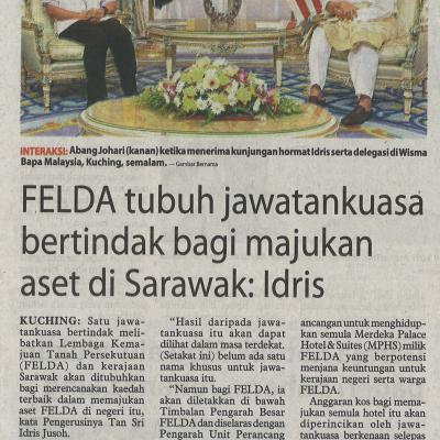 4 Feberuari 2023 Utusan Borneo Pg. 3 Felda Tubuh Jawatankuasa Bertindak Bagi Majukan Aset Di Sarawak Idris