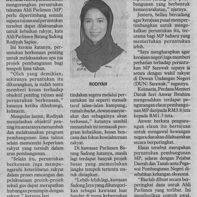 5 Feberuari 2023 Utusan Borneo Pg. 4 Kerajaan Diharap Timbang Semula Keputusan Kurangkan Peruntukan Mp