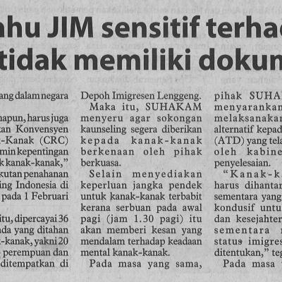 8 Februari 2023 Utusan Borneo Pg. 5 Suhakam Mahu Jim Sensitif Terhadap Hak Kanak Kanak Tidak Memiliki Dokumen Sah