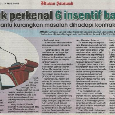 9 Februari 2023 Utusan Sarawak Pg.3 Swak Perkenal 6 Insentif Baharu