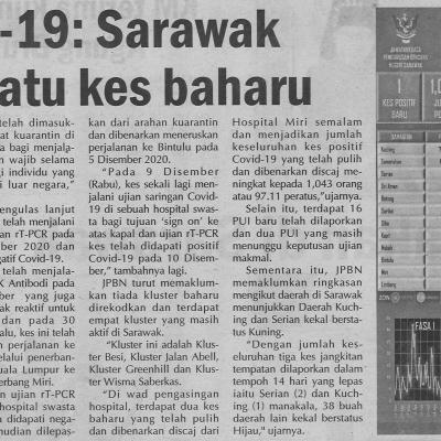 12.12.2020 Utusan Sarawak Pg.4 Covid 19 : Sarawak Catat Satu Kes Baharu