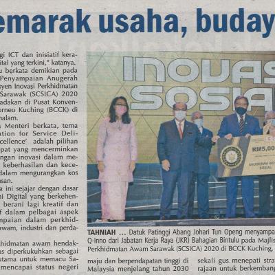 17.12.2020 Utusan Sarawak Pg.3 Scsica Semarak Usaha Budaya Inovasi