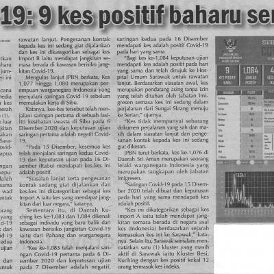 18.12.2020 Utusan Sarawak Pg.4 Covid 19 : 9 Kes Positif Baharu Semalam