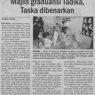 3.12.2020 Utusan Sarawak Pg.5majlis Graduansi Tadika Taska Dibenarkan