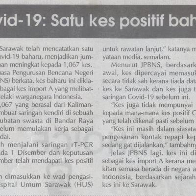 5.12.2020 Utusan Sarawak Pg.4 Covid 19 Satu Kes Positif Baharu