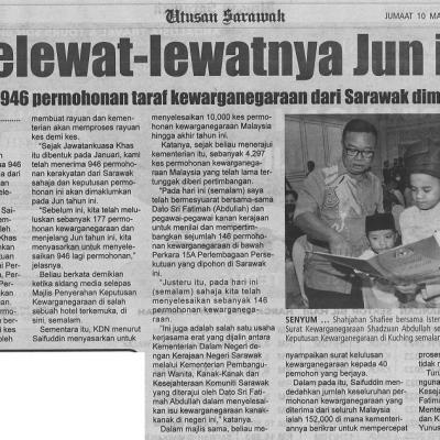 10 Mac 2023 Utusan Sarawak Pg. 4 Selewat Lewatnya Jun Ini
