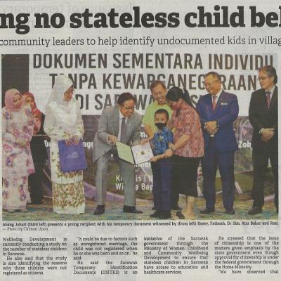 17 Mac 2023 Borneo Post Pg. 1 Leaving No Stateless Child Behind