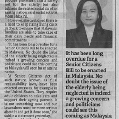 18 Mac 2023 Borneo Post Pg. 4 Proposed Law To Protect Seniors Long Overdue